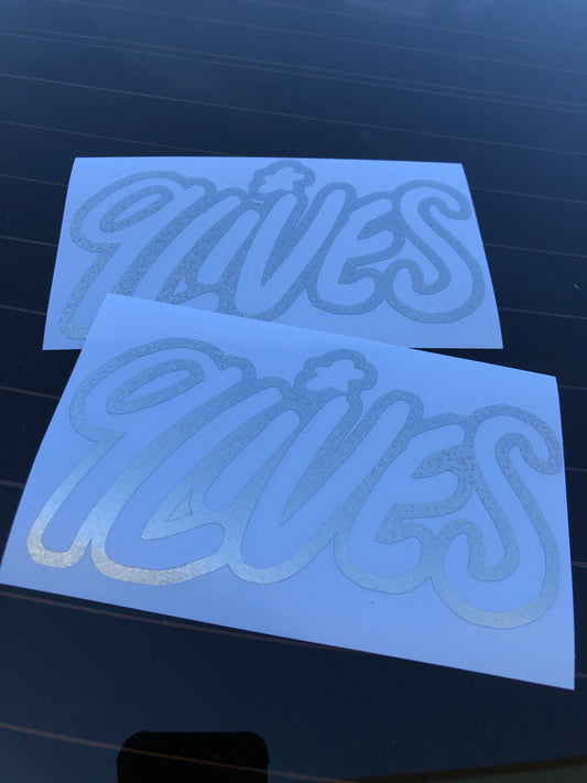 Hand Drawn “9LIVES” Outline Decal