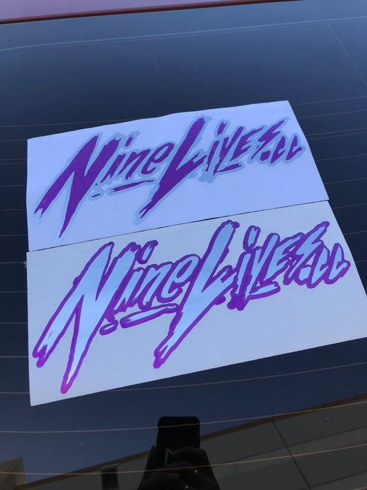 Scratched Style “Nine Lives.cc” Layered Decal
