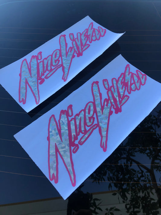Scratched Style “Nine Lives.cc” Layered Decal